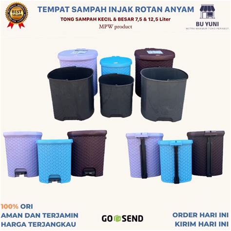 Jual Tempat Sampah Injak Rotan Anyam Mpw Tong Sampah Kecil Besar