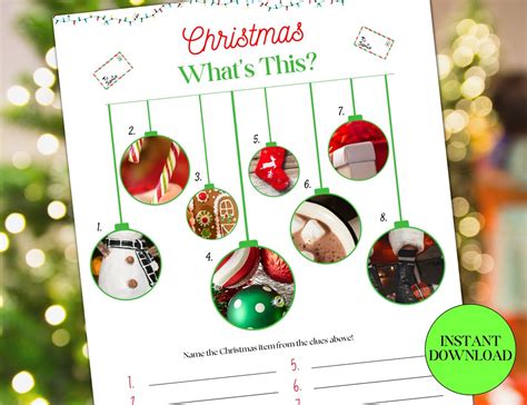 Christmas Picture Quiz Printable Game - Etsy