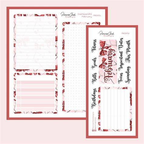 Monthly And Dashboard Kits February Plannerchickdesigns