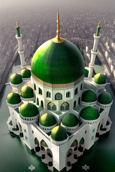 The Prophet's Mosque and its green dome in the water | Green dome, New nature wallpaper, Mosque