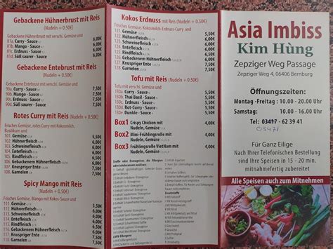 Speisekarte Von Asia Imbiss Pub Bar Bernburg Saale Zepziger Weg 4