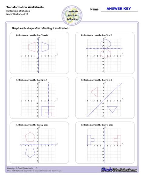 Transformations Rotate Reflect Translate Worksheet Live