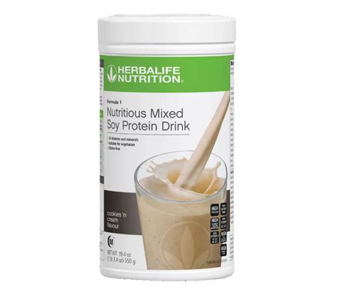 Formula 1 Nutritious Mixed Soy Protein Drink Cookies And Cream 550g Herbalife Malaysia