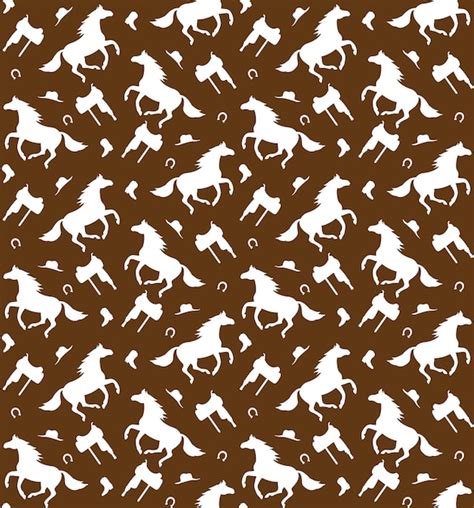 Premium Vector Vector Seamless Pattern Of Cowboy Western Horse