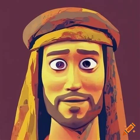 Pixar Style Pop Art Portrait Of Jesus In The Color Palette Of Toy Story