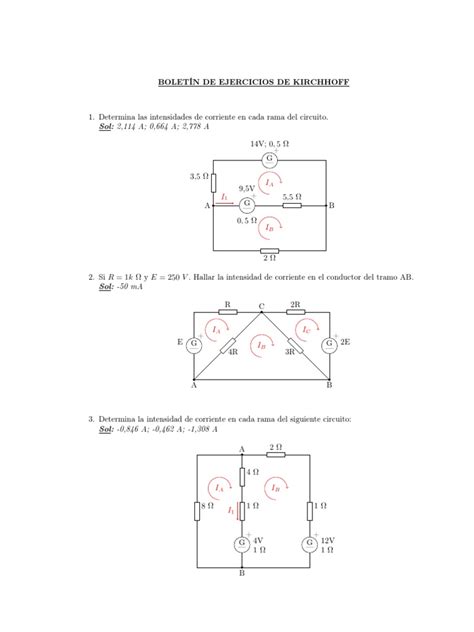 Ejercicios Kirchhoff Pdf Electricidad Física