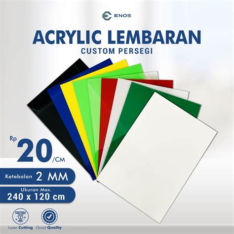 Jual ENOS DIGITAL Akrilik Lembaran 2mm Acrylic Warna Bening Ukuran