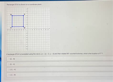 Solved Rectangle STUV Is Shown On A Coordinate Plane S T AMO V N