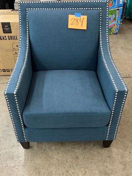 Abbyson Living Nailhead Trim Accent Chair Navy Earls Auction Company