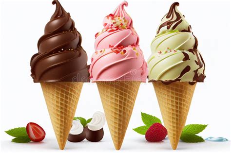 Set Of Tasty Ice Creams Sweet Summer Delicacy Sundaes Gelatos With