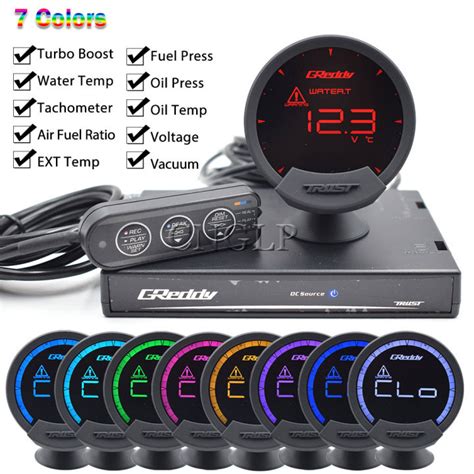 7 Colors GREDDI Sirius LCD Racing Gauge 74mm Turbo Boost Speed Volts