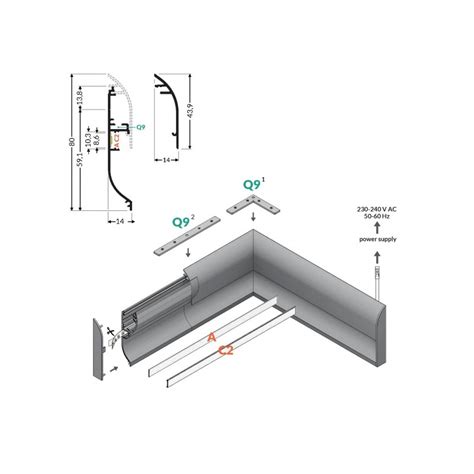 Profile LED Plinthe ALU Anodisé 1000mm