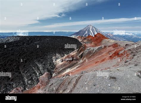 Summer Volcanic Landscape Beautiful View Of Active Crater Avacha