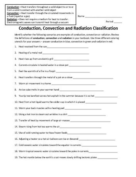 Conduction Convection And Radiation Oh My Worksheets Library