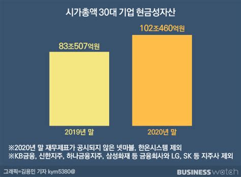 시총 30대 기업 위기 속 현금 18조 늘렸다