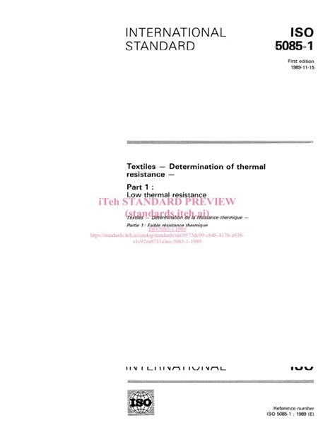 ISO 5085-1 thermal resistance textiles | PDF | International ...