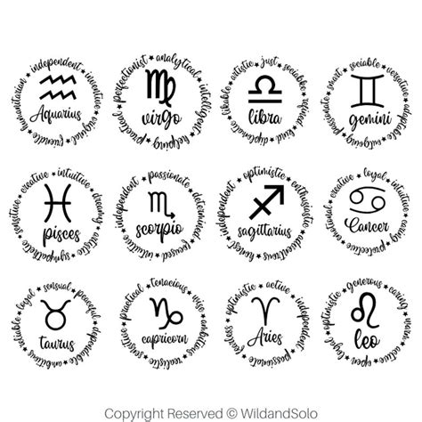 Zodiac Signs Svg Bundle Horoscope Zodiac Symbols Svg Astrology Signs