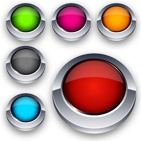 3d Colorful Round Buttons Icons Free Vector In Adobe Illustrator Ai