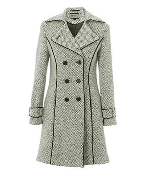 Womens Double Breasted Tweed Coat Hleatherjackets