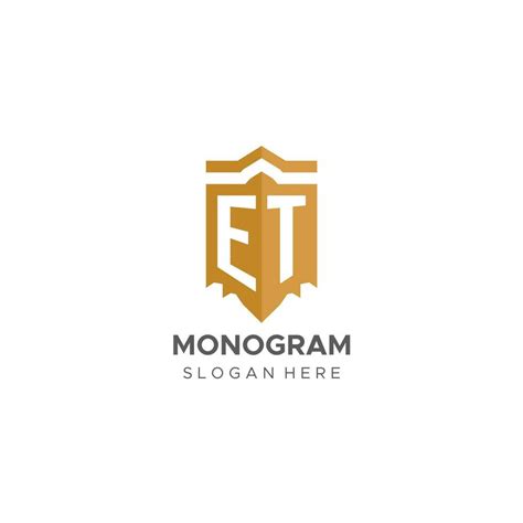 Monogram Et Logo With Shield Geometric Shape Elegant Luxury Initial