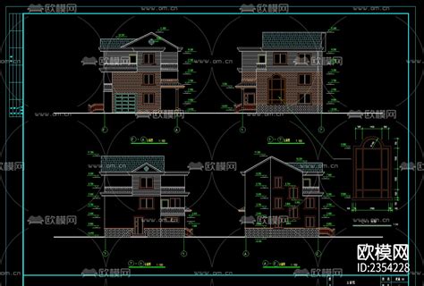 简单实用的新型农村别墅住宅cad施工图 免费3dmax模型库 欧模网