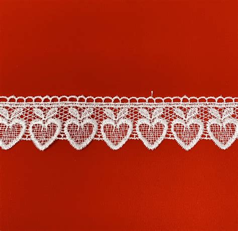 Heart Embroidered Lace Trim 15 Wide Light Ivory Hearts Lace For