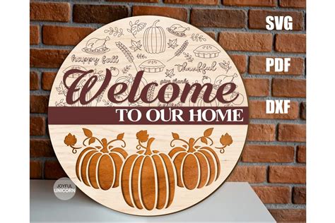 Fall Welcome Door Hanger Svg File Graphic By Joyfulunicorn · Creative