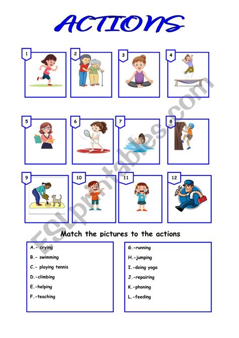 Actions Esl Worksheet By Mariaah