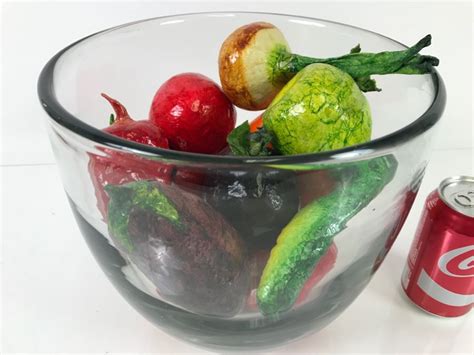 Large Glass Bowl Filled With Artificial Vegetables