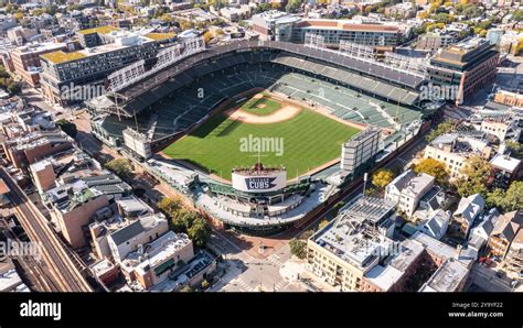 aerial view  major league baseballs chicago cubs wrigley field