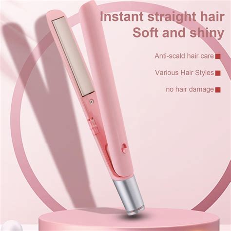 Mini Flat Iron Rechargeable 2 In 1 Cordless Hair Curler Hair