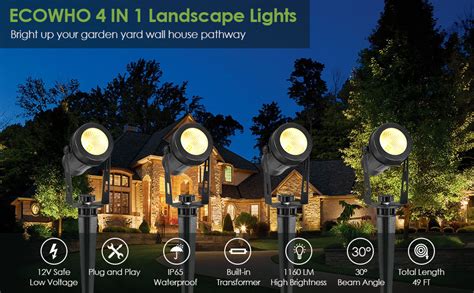 ECOWHO Outdoor Landscape Lighting 12V LED Low Voltage Landscape Lights