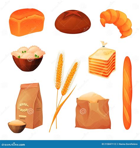 Productos De Trigo Pan Y Panadería Alimentos De Cereales Ilustración