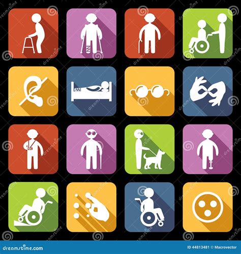 Disabled Icons Set Flat Stock Vector Image 44813481