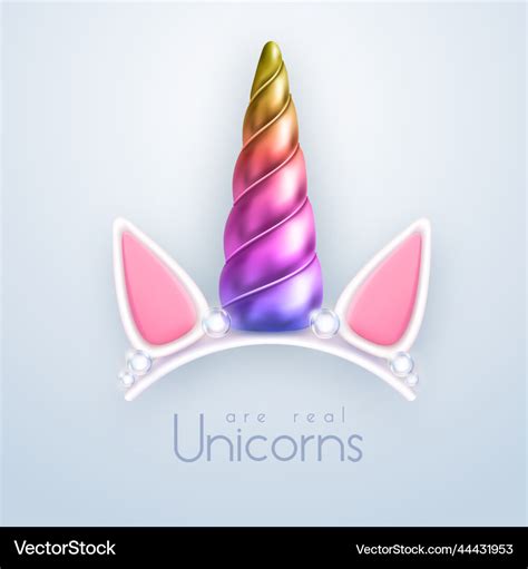 3d Realistic Rainbow Unicorn Horn Royalty Free Vector Image