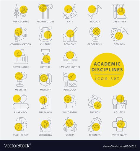 Thin Line Academic Disciplines Royalty Free Vector Image