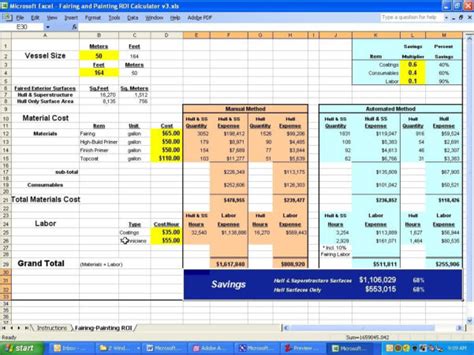 Roi Spreadsheet For Visions East Return On Investment Calculator Ro