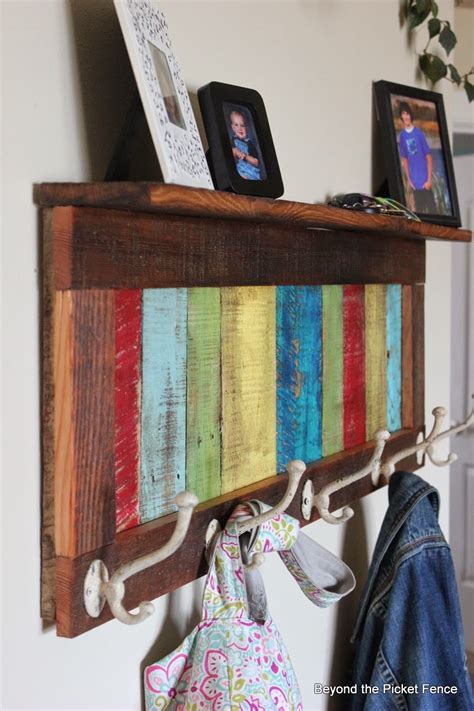 Beyond The Picket Fence: Colorful, Rustic Coat Hook & Shelf