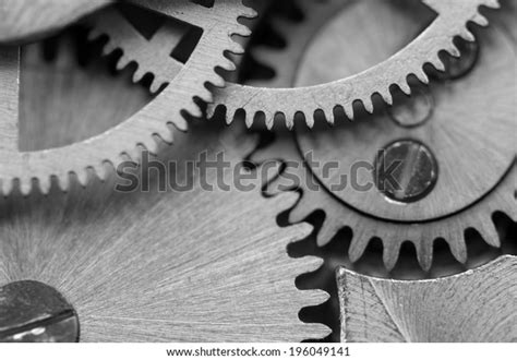 Black White Background Metal Cogwheels Clockwork Stock Photo Edit Now