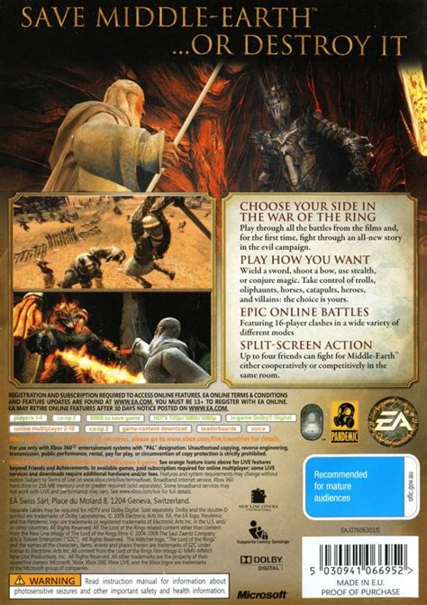 The Lord of the Rings: Conquest (2009) Xbox 360 box cover art - MobyGames