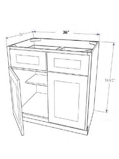 Natural Shaker 36 Base Cabinet Two Drawers Two Doors