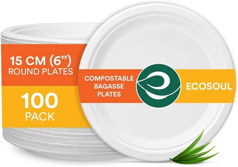 Eco Soul Compostable Small White Paper Plates Cm Inch Pack