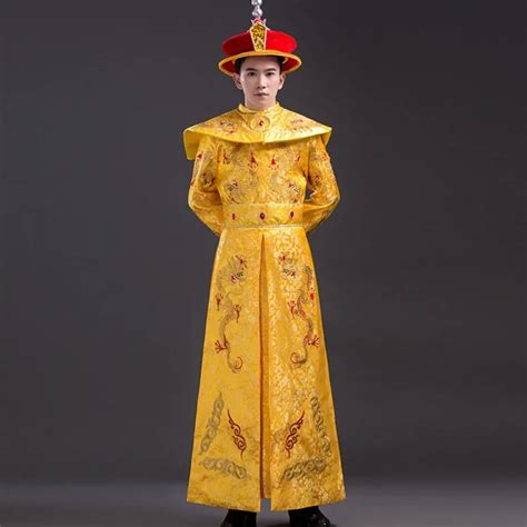 Winter Dragon Robe Hat Chinese Emperor Costume For Stage Men