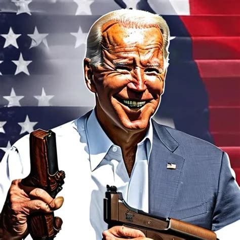 Joe Biden With A Desert Eagle And A Cigar Cause Hes