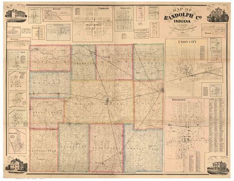 Randolph County Indiana 1865 Old Map Reprint Old Maps