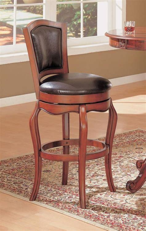 Contemporary Cherry Brown Wood 29 Inch Height Bar Stool The Classy Home