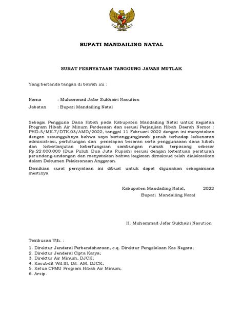 Format Surat Tanggung Jawab Mutlak Pdf