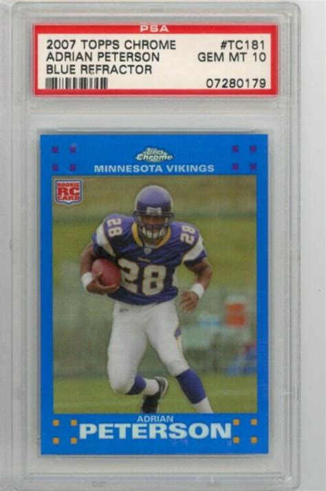 Adrian Peterson Topps Chrome Rookie Blue Refractor Rc Psa