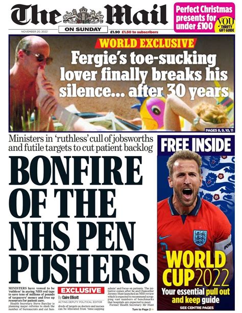 Mail On Sunday Front Page 20th Of November 2022 Tomorrow S Papers Today