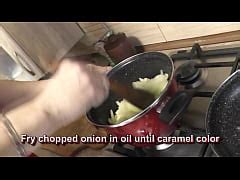 Nude Cooking Erotic Kitchen Sexy Frina Sexy Mommy Milf Without Panties Cooks Onion Soup With